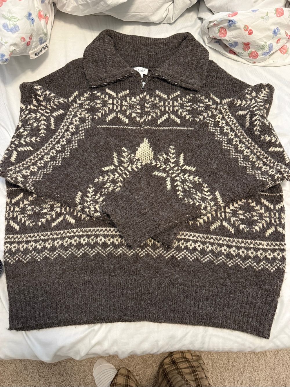 Le Lis Fair Isle Half-Zip Sweater